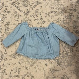 Off the Shoulder Cropped Baby Blue Top Size S